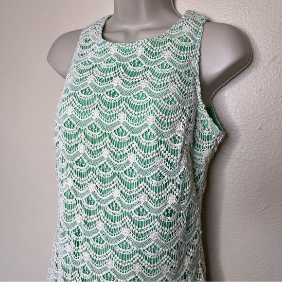 Southern Tide Sawyer Lace Sheath Dress Starboard Green Cream Sleeveless Women 4 - Picture 5 of 15